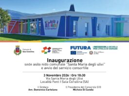 Sala Consilina, il 3 novembre l’inaugurazione dell’asilo nido “Santa Maria degli Ulivi”: 36 posti per la prima infanzia
